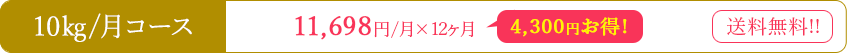 10㎏/月コース 11,698円/月×12ヶ月 4,300円お得! 送料無料